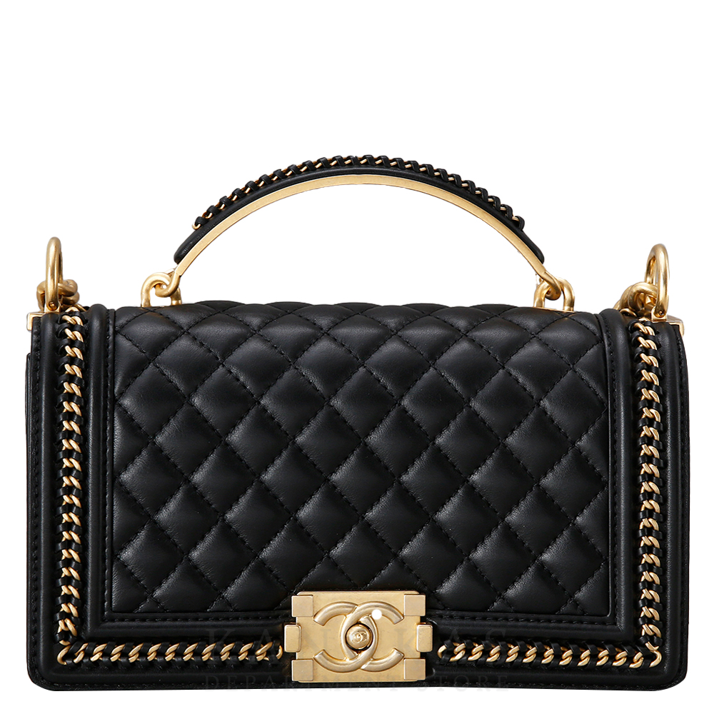 CHANEL(USED)샤넬 시즌 보이샤넬 카프스킨 탑 핸들 미듐 @@