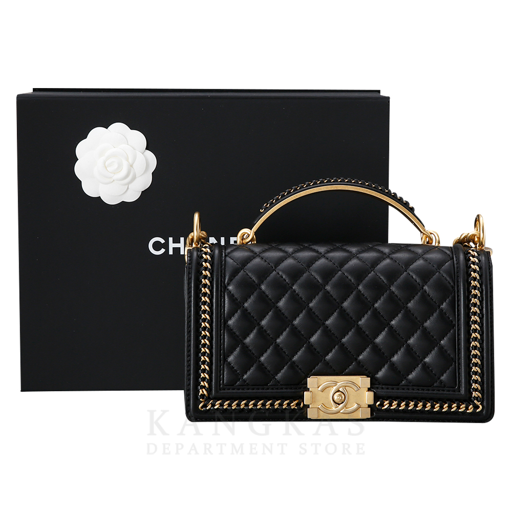 CHANEL(USED)샤넬 시즌 보이샤넬 카프스킨 탑 핸들 미듐 @@
