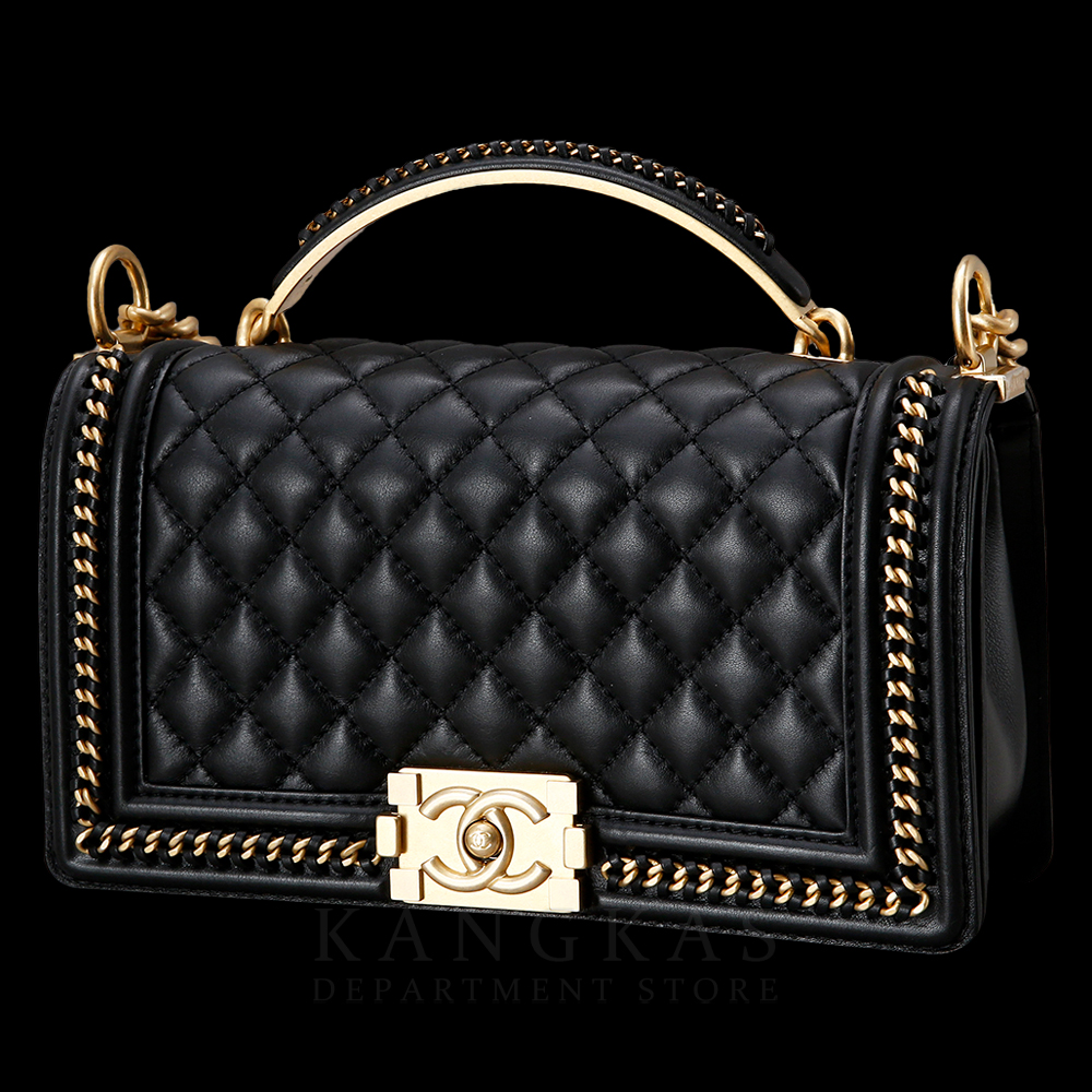 CHANEL(USED)샤넬 시즌 보이샤넬 카프스킨 탑 핸들 미듐 @@