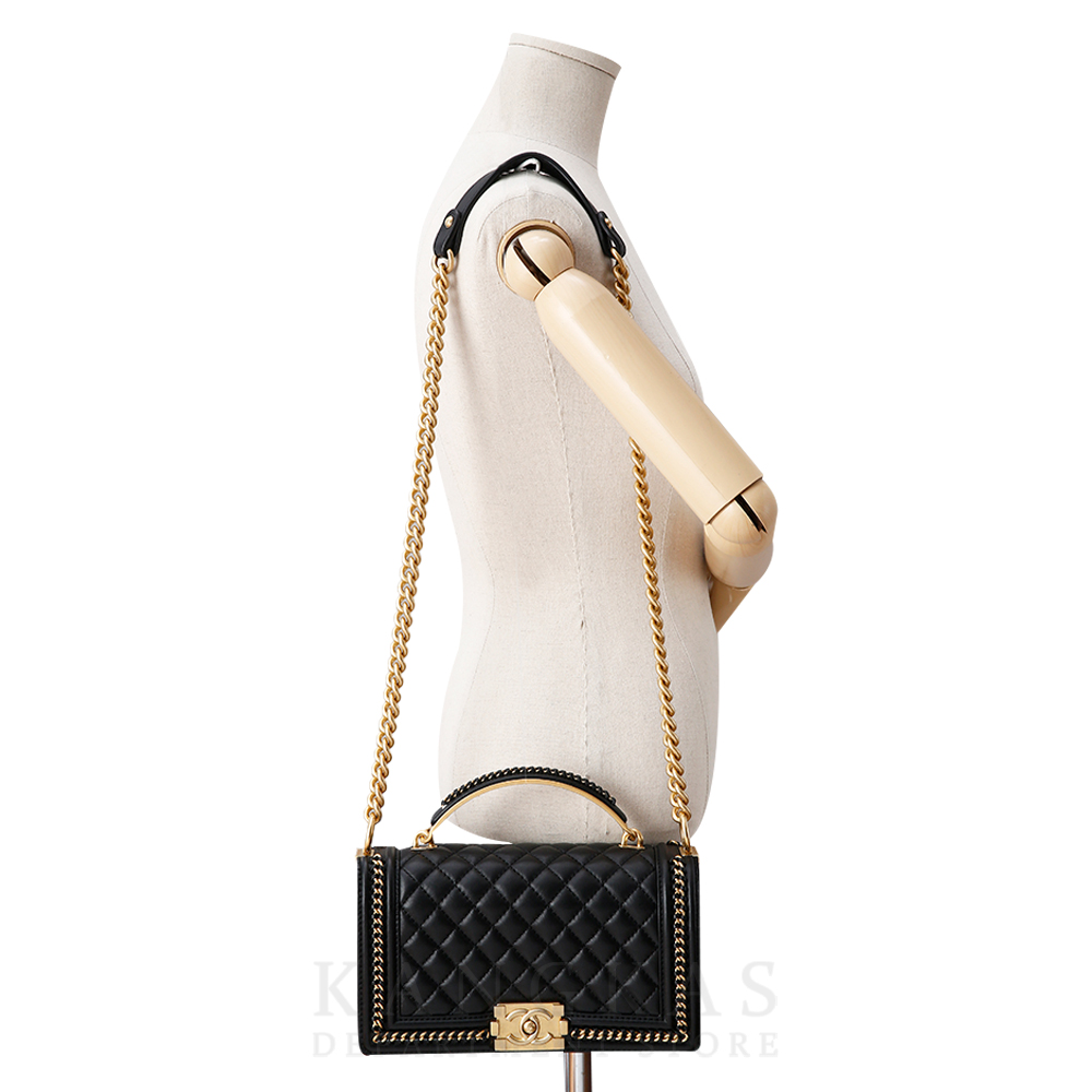 CHANEL(USED)샤넬 시즌 보이샤넬 카프스킨 탑 핸들 미듐 @@