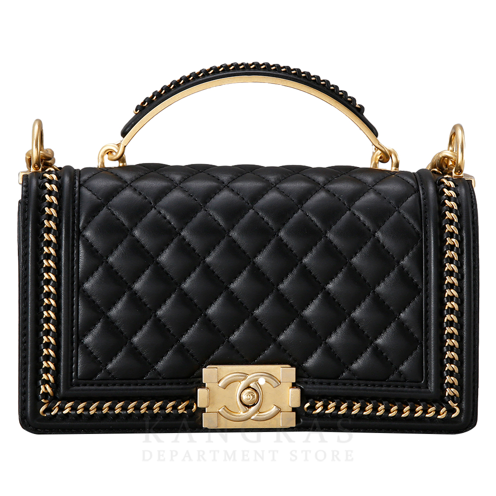 CHANEL(USED)샤넬 시즌 보이샤넬 카프스킨 탑 핸들 미듐 @@