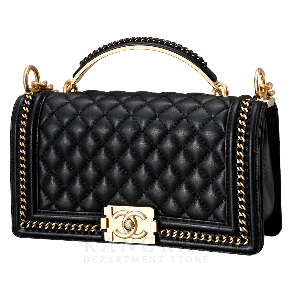 CHANEL(USED)샤넬 시즌 보이샤넬 카프스킨 탑 핸들 미듐 @@