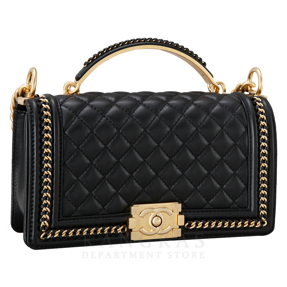 CHANEL(USED)샤넬 시즌 보이샤넬 카프스킨 탑 핸들 미듐 @@