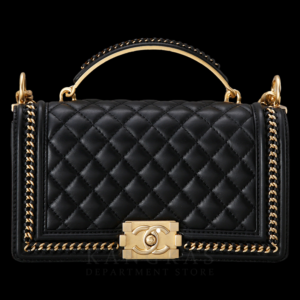 CHANEL(USED)샤넬 시즌 보이샤넬 카프스킨 탑 핸들 미듐 @@