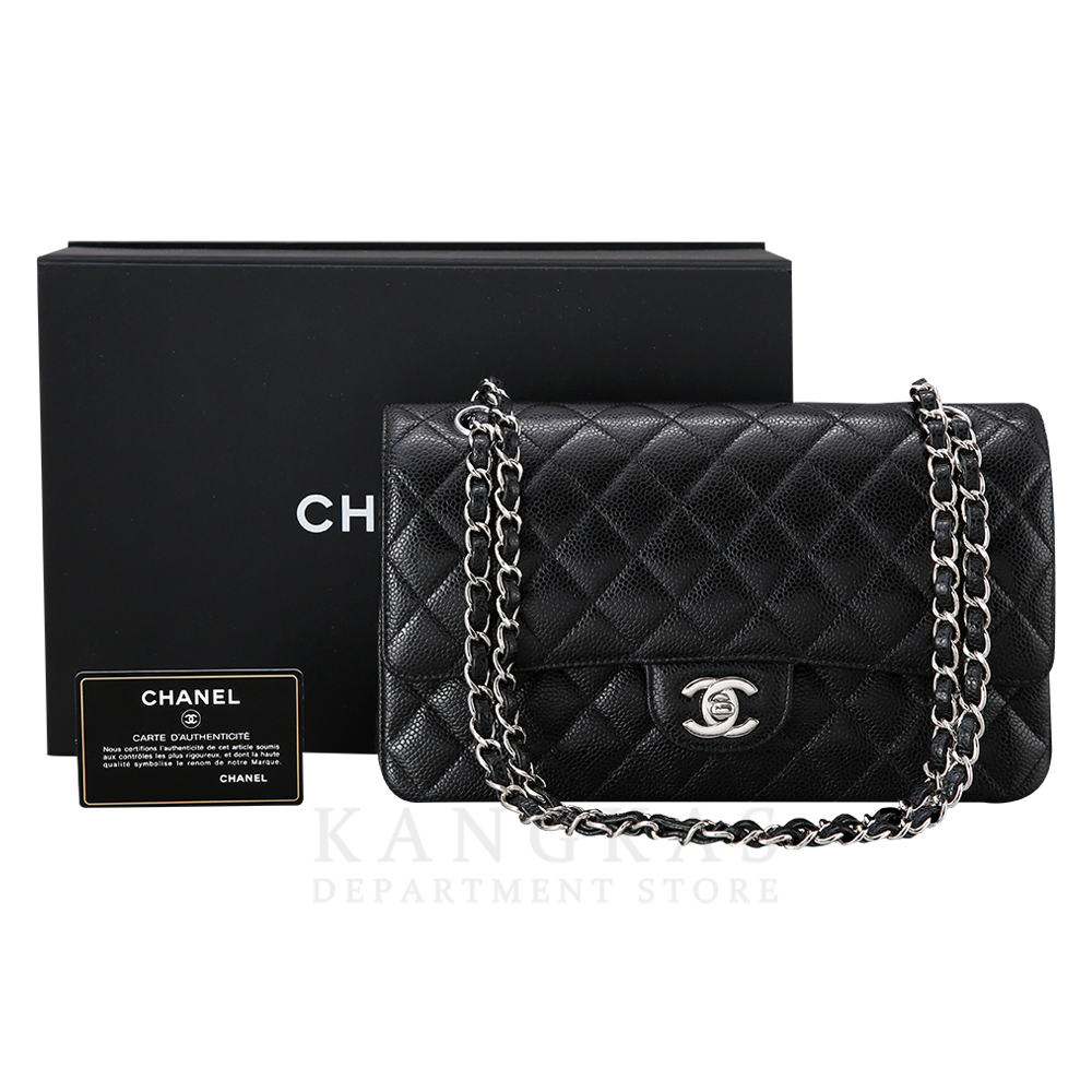 CHANEL(USED)샤넬 클래식 캐비어 미듐 은장