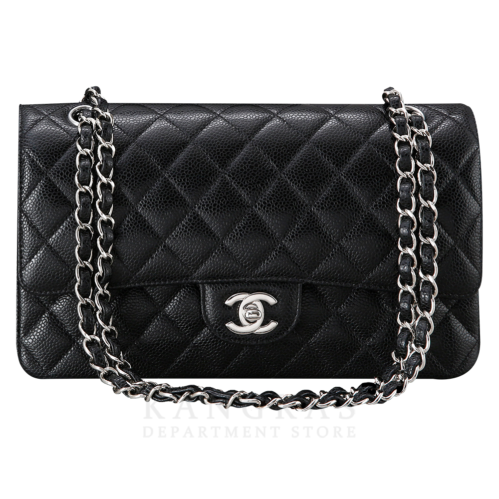 CHANEL(USED)샤넬 클래식 캐비어 미듐 은장