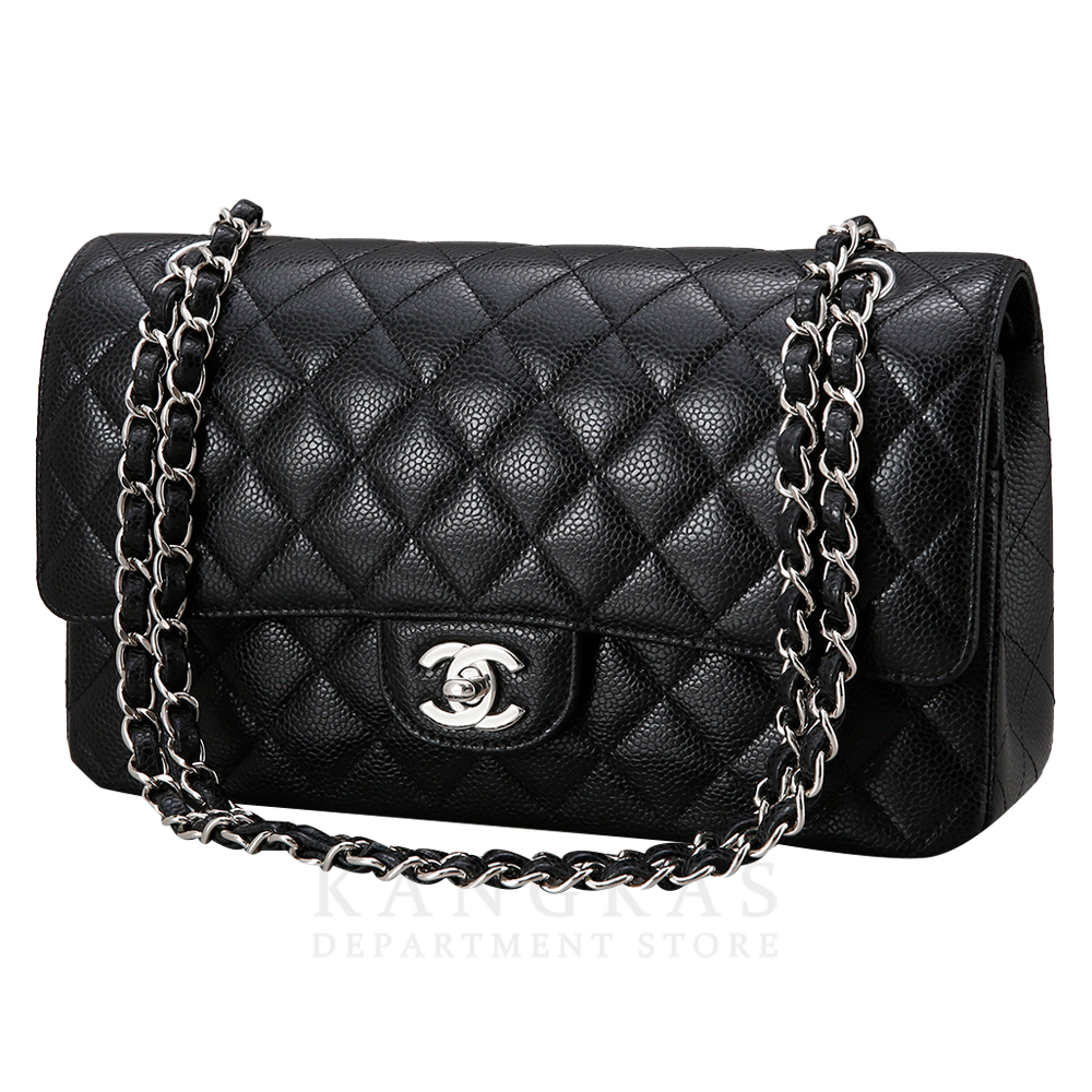 CHANEL(USED)샤넬 클래식 캐비어 미듐 은장