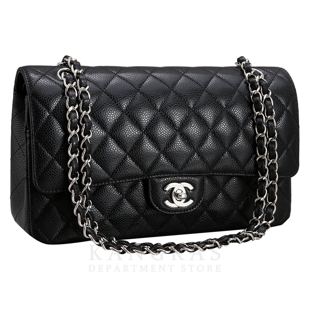 CHANEL(USED)샤넬 클래식 캐비어 미듐 은장