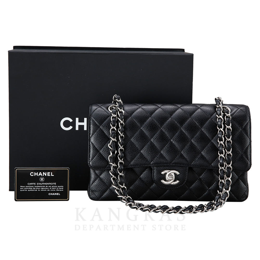 CHANEL(USED)샤넬 클래식 캐비어 미듐 은장
