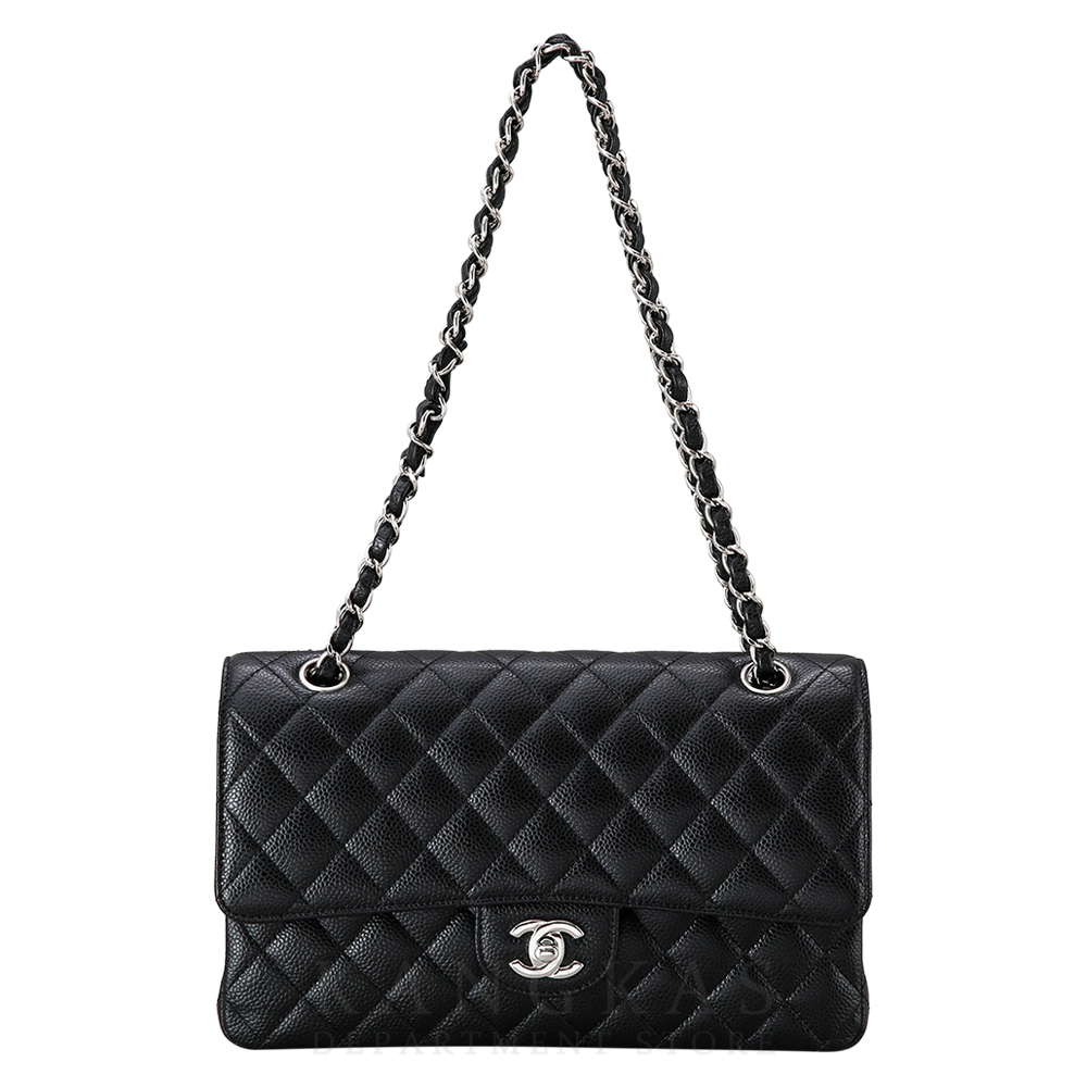 CHANEL(USED)샤넬 클래식 캐비어 미듐 은장