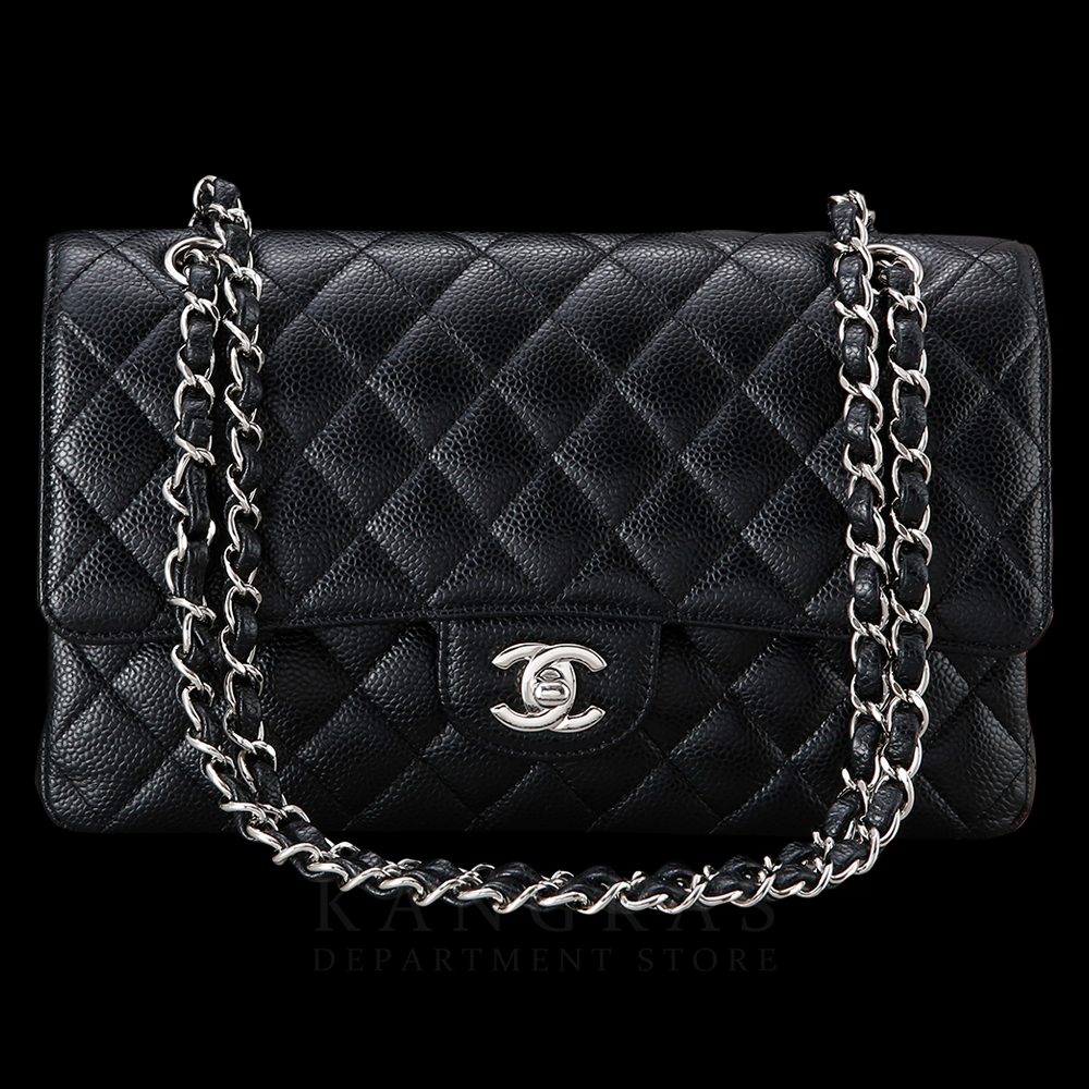 CHANEL(USED)샤넬 클래식 캐비어 미듐 은장