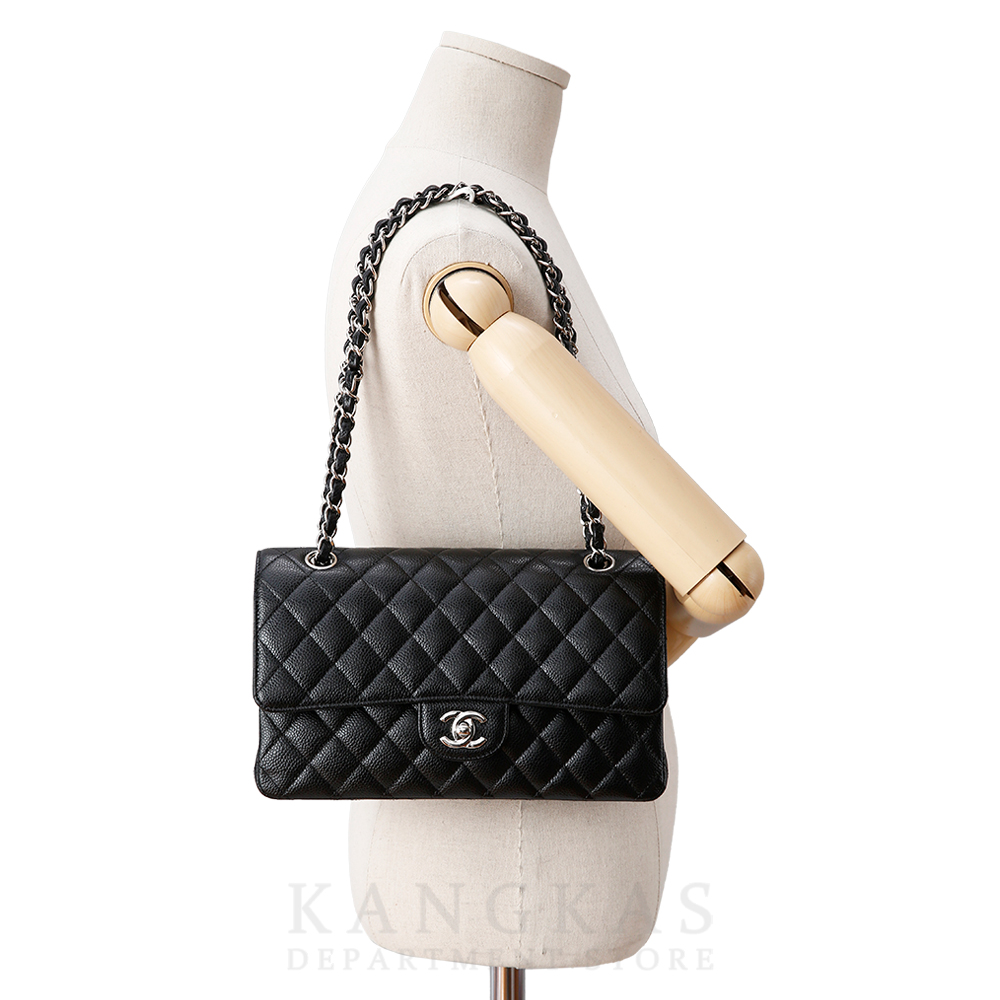 CHANEL(USED)샤넬 클래식 캐비어 미듐 은장