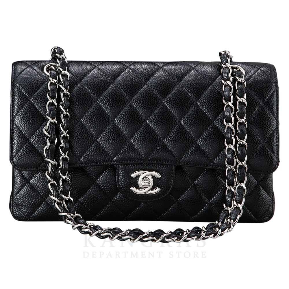 CHANEL(USED)샤넬 클래식 캐비어 미듐 은장