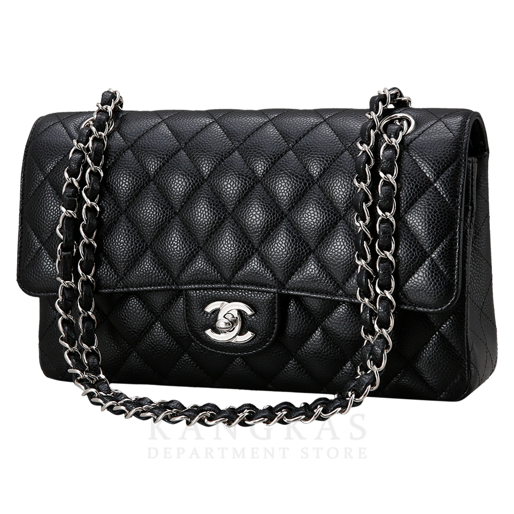 CHANEL(USED)샤넬 클래식 캐비어 미듐 은장