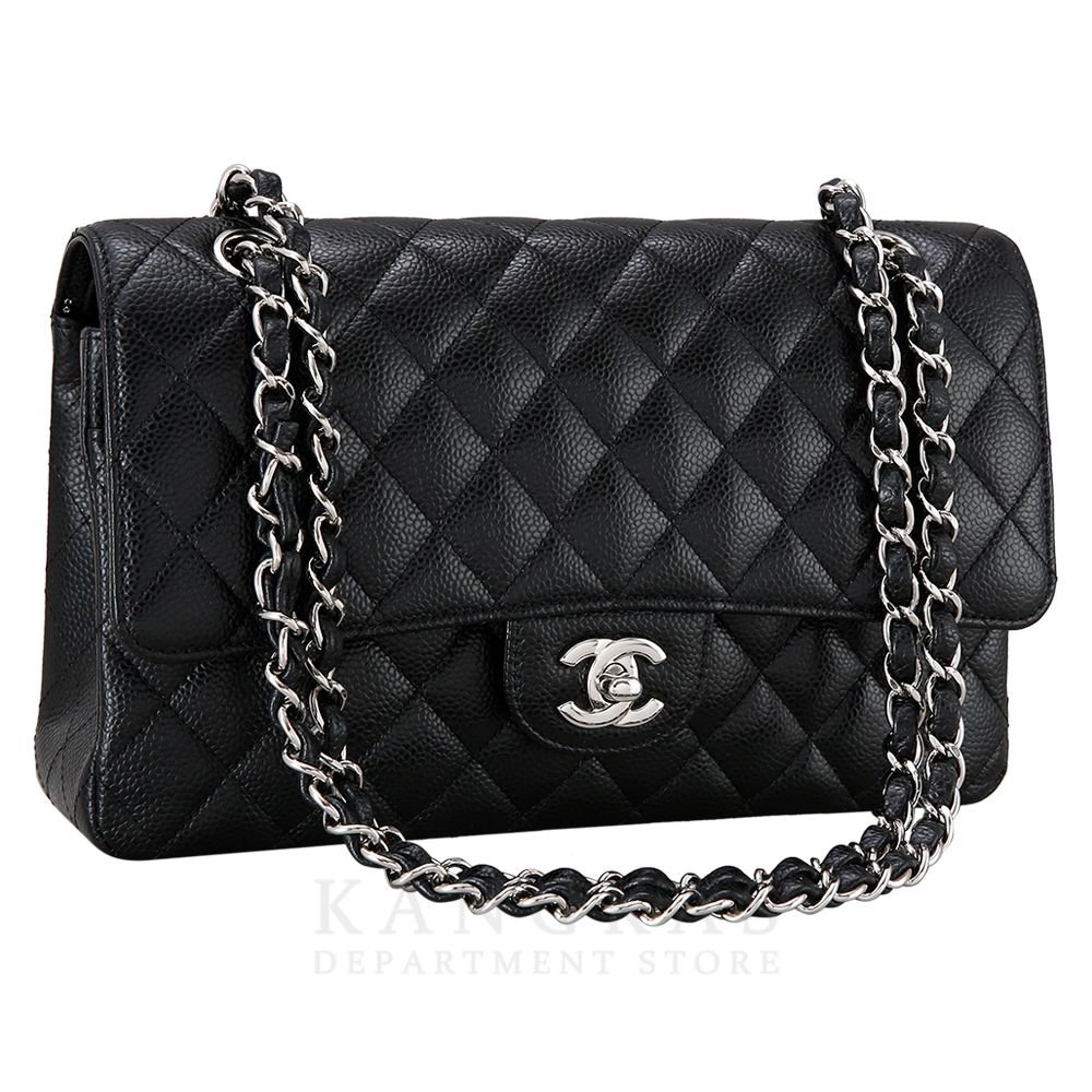 CHANEL(USED)샤넬 클래식 캐비어 미듐 은장