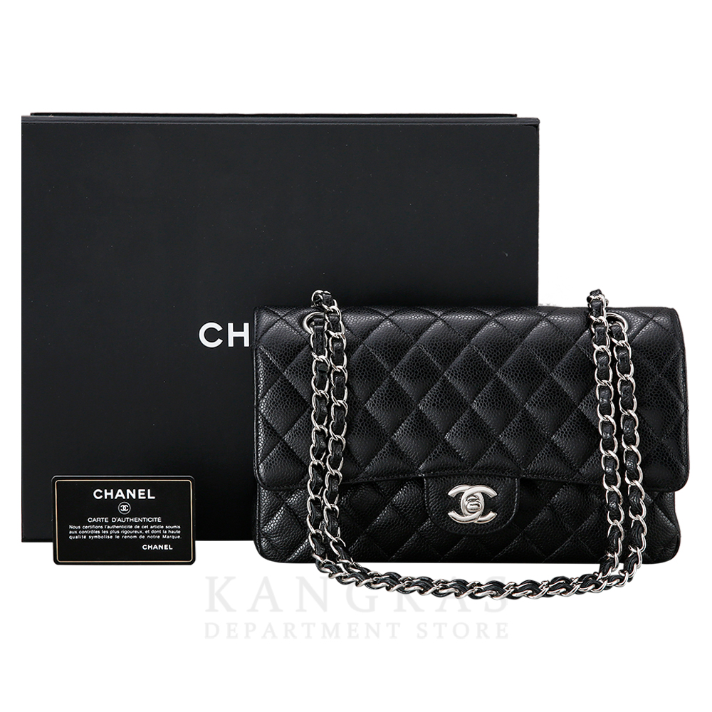 CHANEL(USED)샤넬 클래식 캐비어 미듐 은장