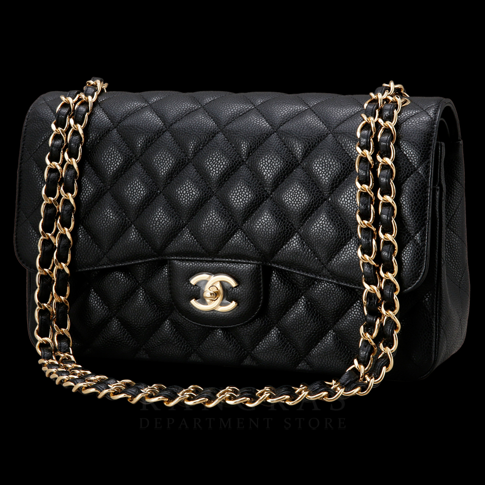 CHANEL(USED)샤넬 클래식 캐비어 점보 금장