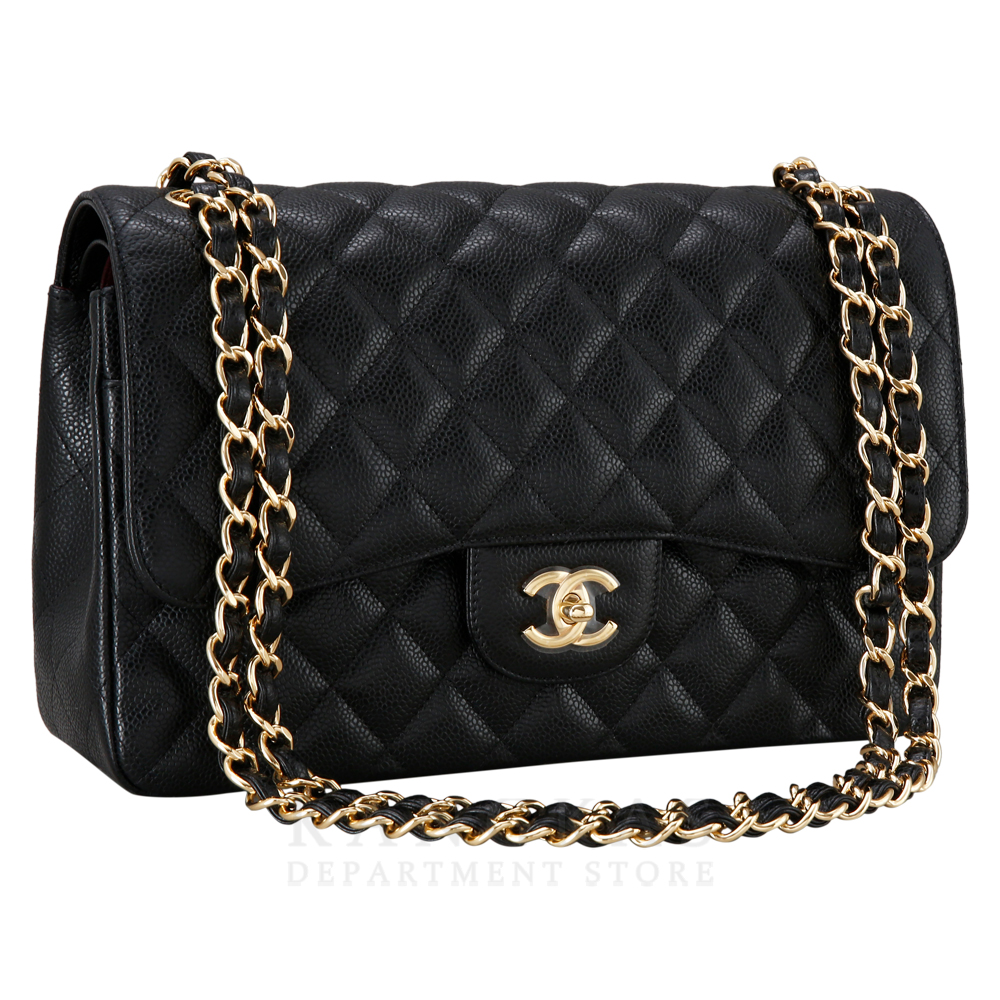 CHANEL(USED)샤넬 클래식 캐비어 점보 금장