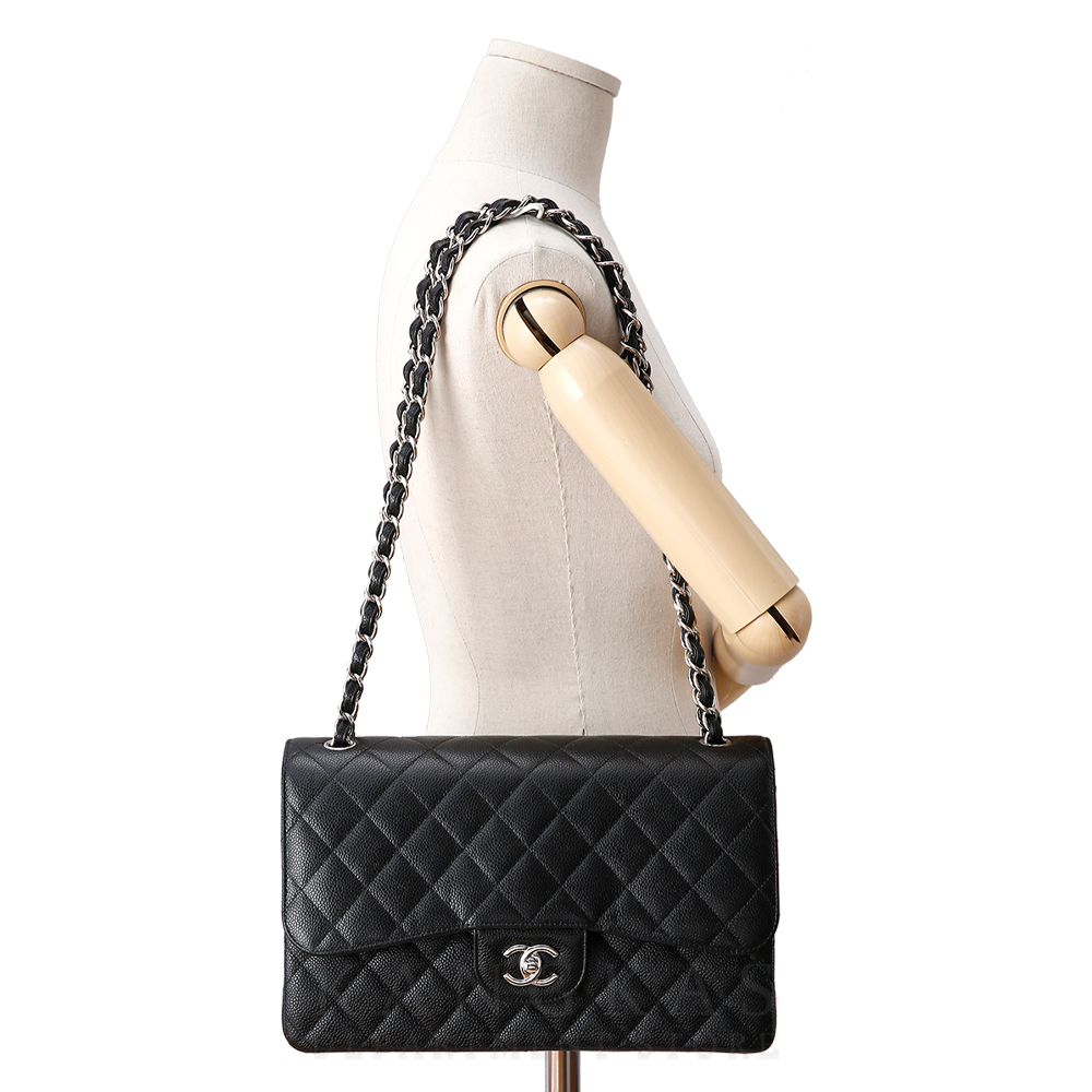 CHANEL(USED)샤넬 클래식 캐비어 점보 은장