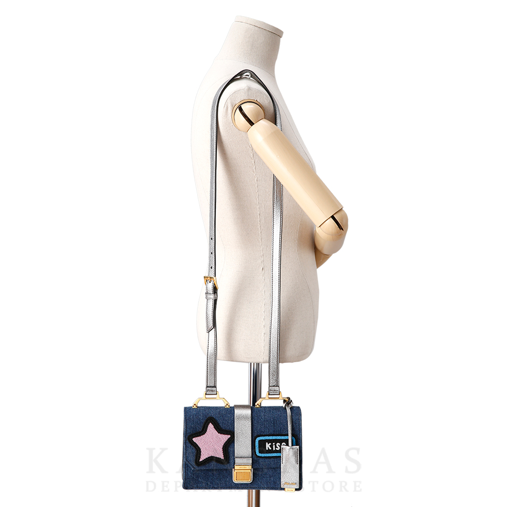 MIU MIU(USED)미우미우 5BH609 데님 자수 크로스백
