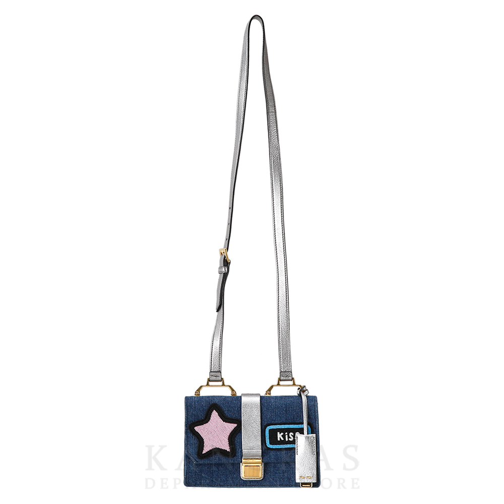 MIU MIU(USED)미우미우 5BH609 데님 자수 크로스백