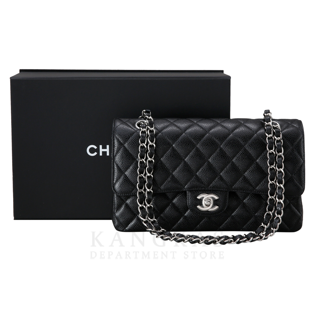 CHANEL(NEW)샤넬 클래식 캐비어 미듐 블랙 은장 (새상품) NEW PRODUCT