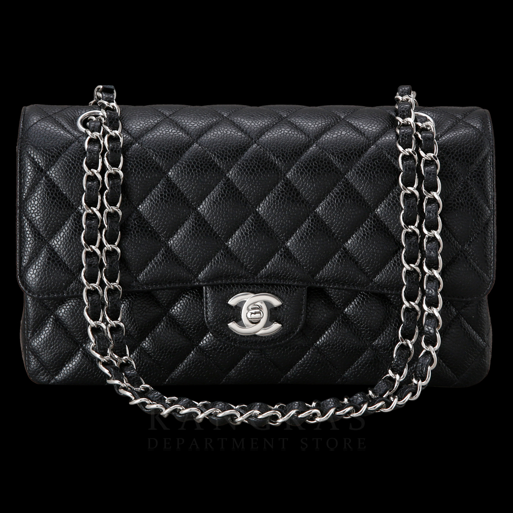 CHANEL(NEW)샤넬 클래식 캐비어 미듐 블랙 은장 (새상품) NEW PRODUCT