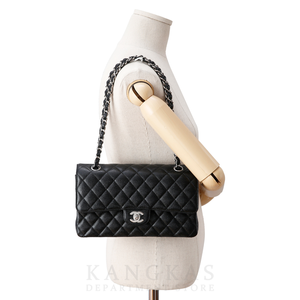 CHANEL(NEW)샤넬 클래식 캐비어 미듐 블랙 은장 (새상품) NEW PRODUCT