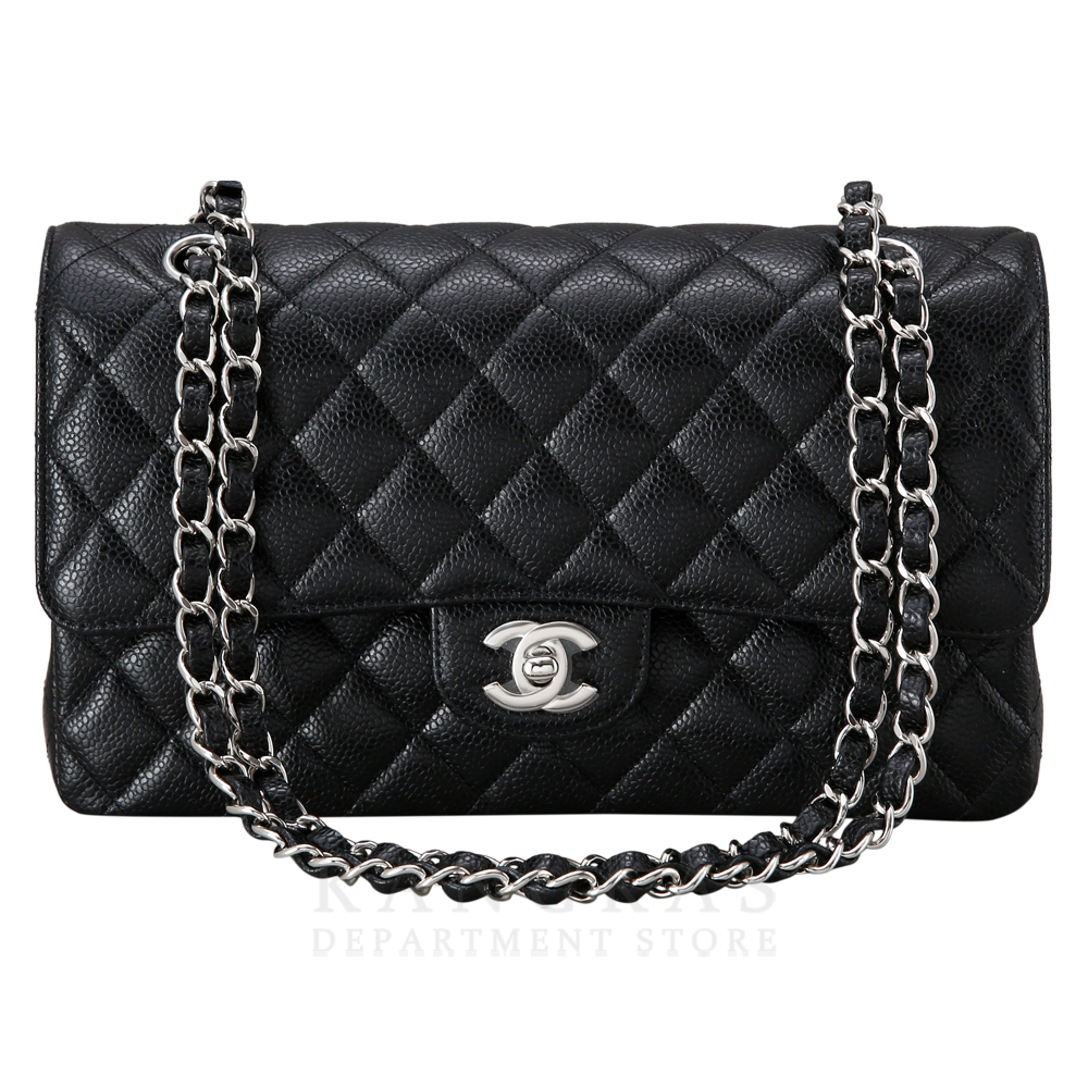 CHANEL(NEW)샤넬 클래식 캐비어 미듐 블랙 은장 (새상품) NEW PRODUCT