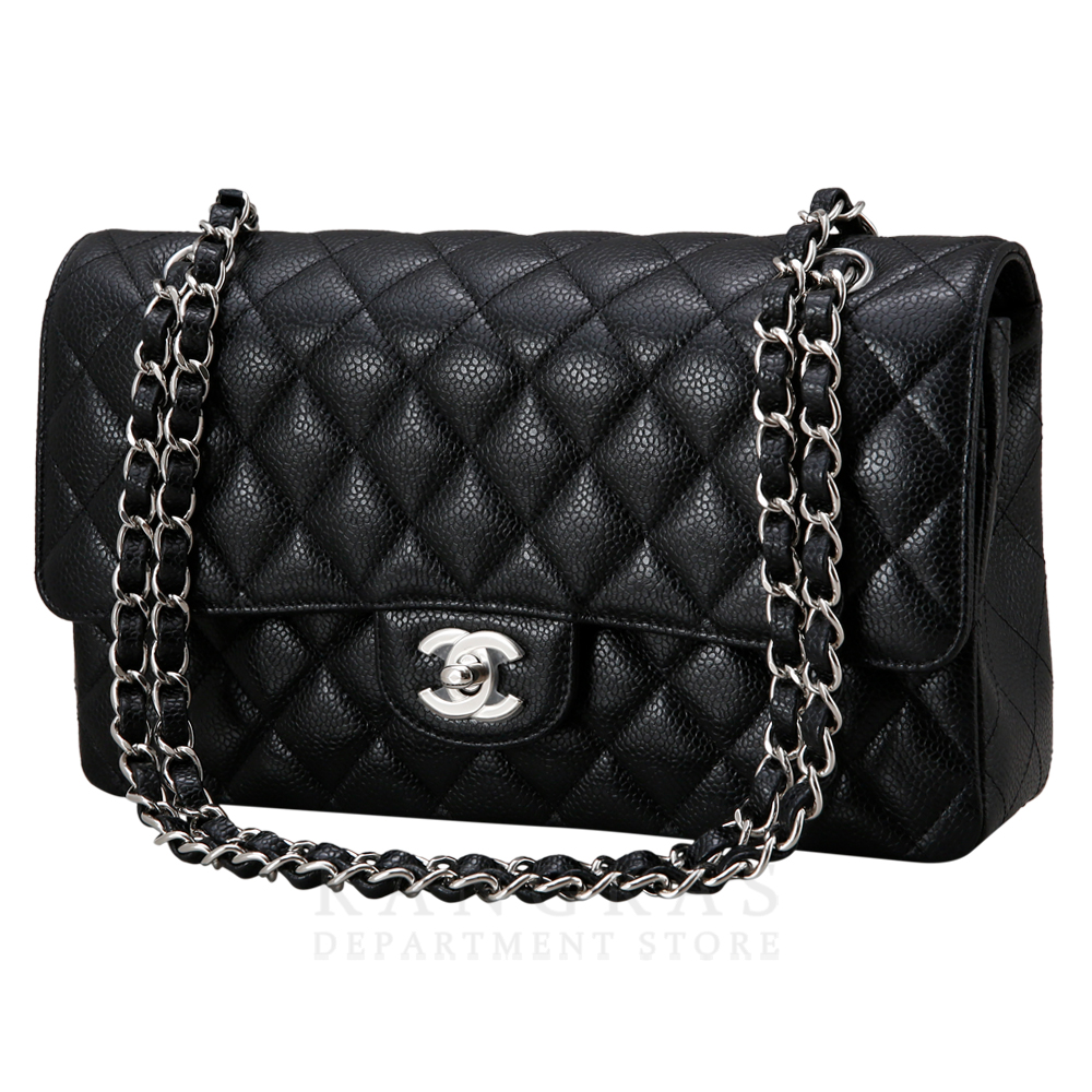 CHANEL(NEW)샤넬 클래식 캐비어 미듐 블랙 은장 (새상품) NEW PRODUCT