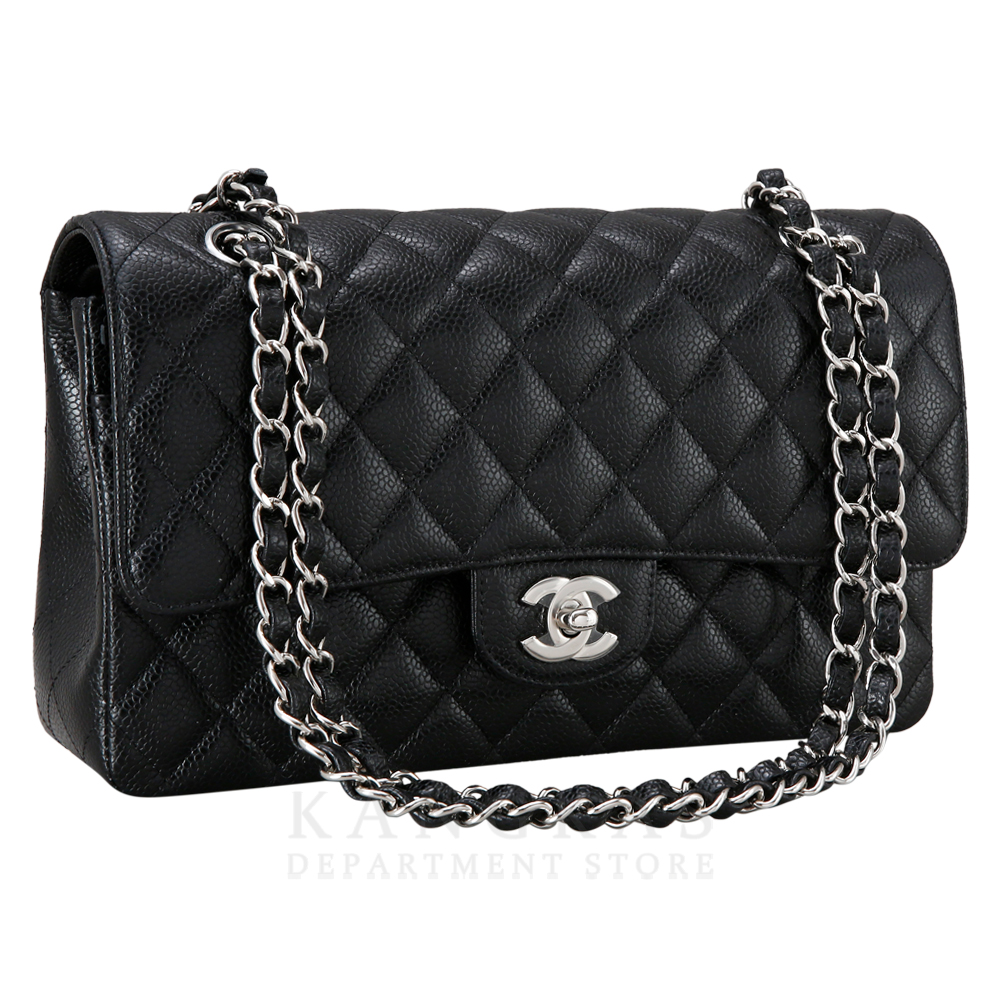 CHANEL(NEW)샤넬 클래식 캐비어 미듐 블랙 은장 (새상품) NEW PRODUCT