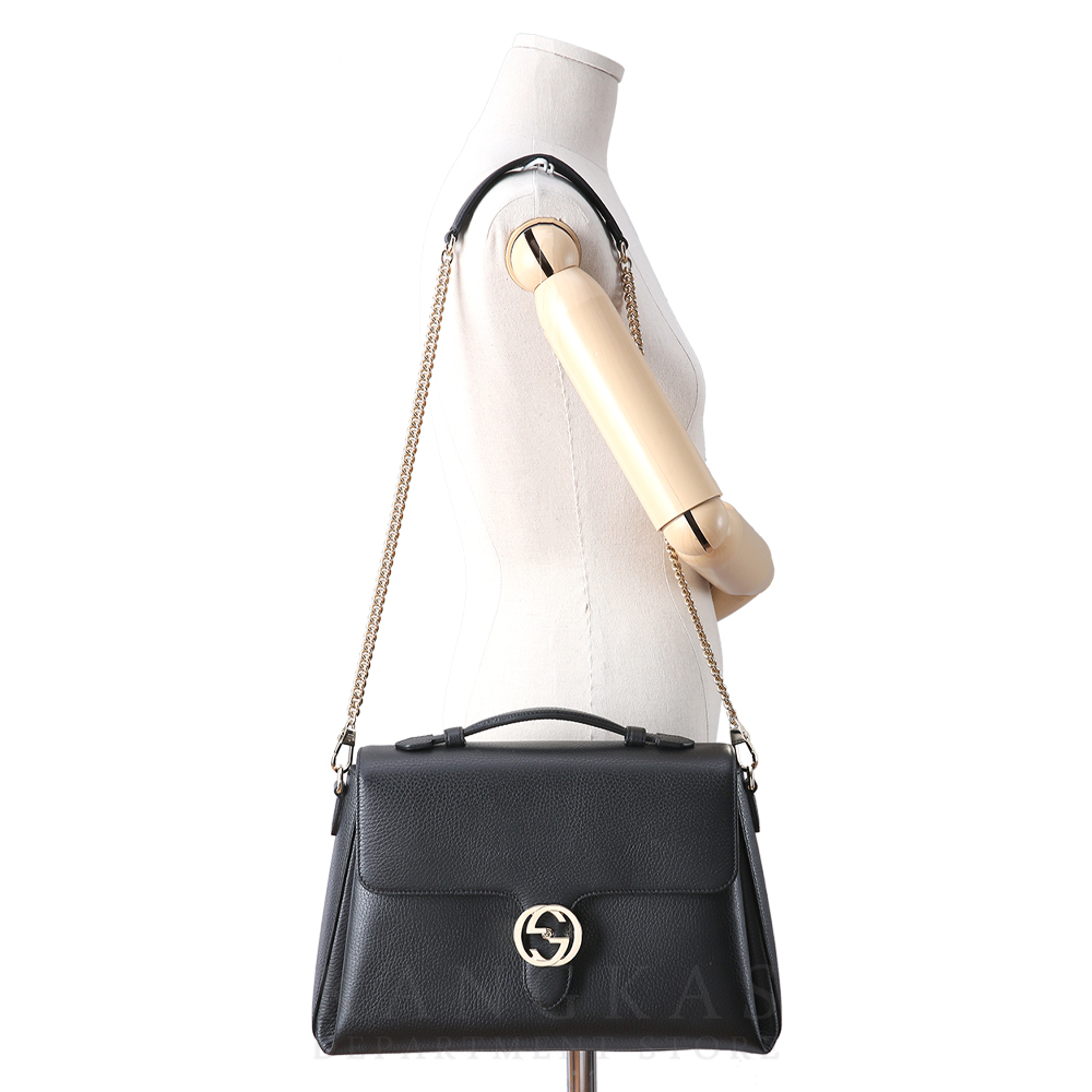 GUCCI(USED) 구찌 GG로고 인터락킹 탑 핸들 체인 숄더백