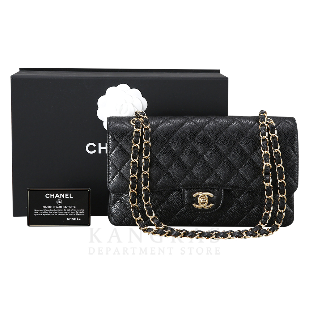 CHANEL(USED)샤넬 클래식 캐비어 미듐 금장