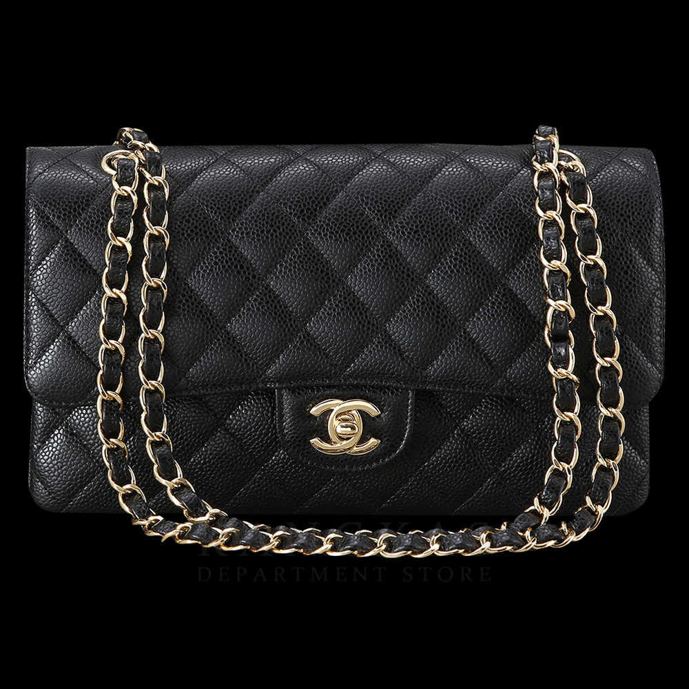CHANEL(USED)샤넬 클래식 캐비어 미듐 금장
