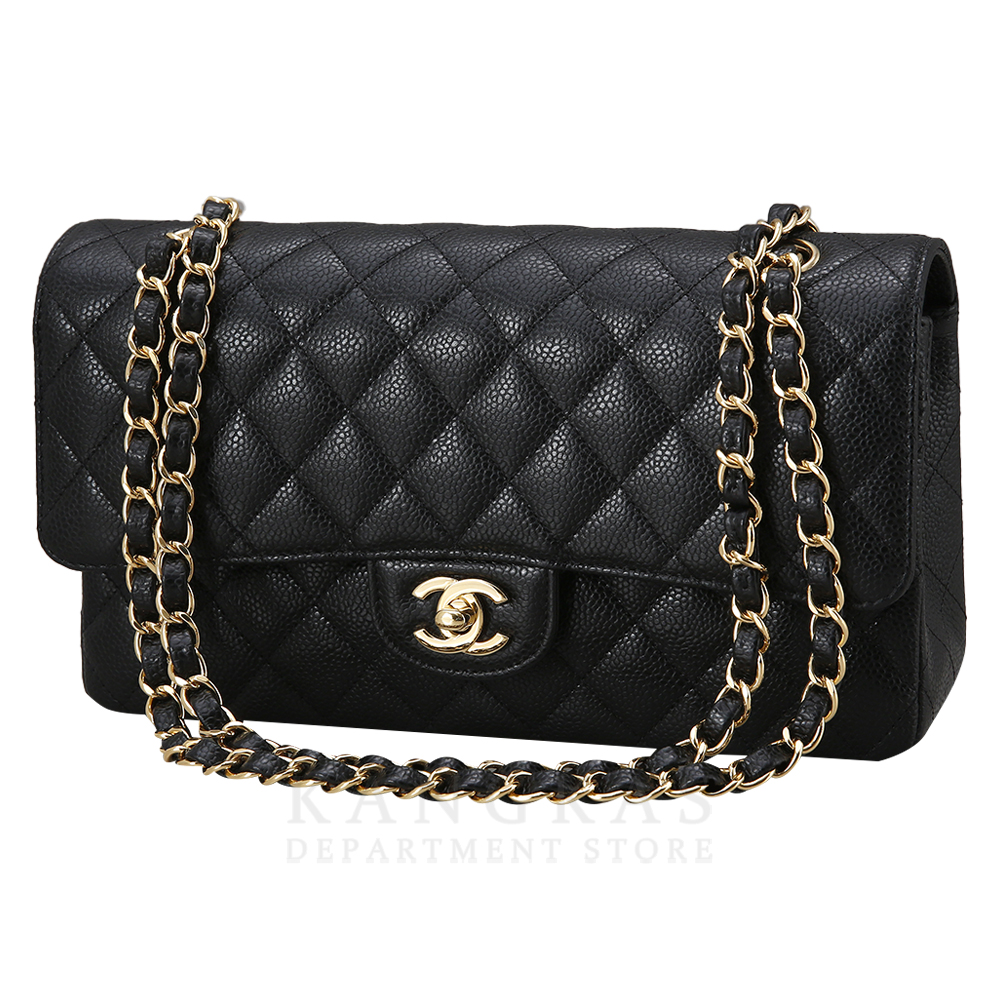 CHANEL(USED)샤넬 클래식 캐비어 미듐 금장