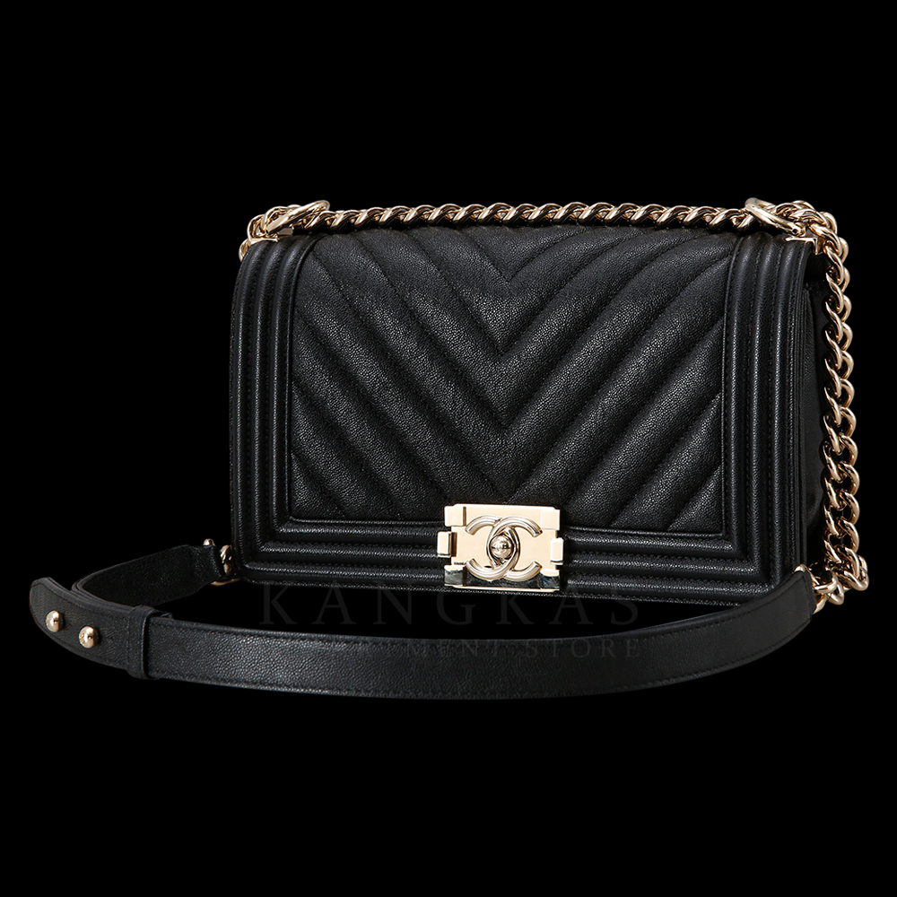CHANEL(USED)샤넬 보이샤넬 캐비어 쉐브론 미듐