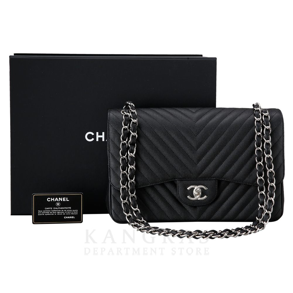 CHANEL(USED)샤넬 클래식 캐비어 쉐브론 점보