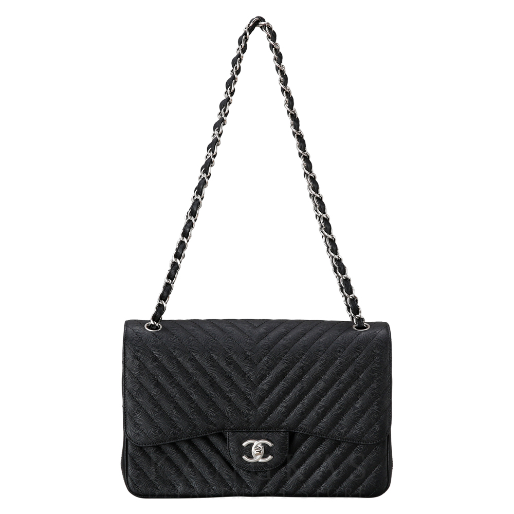 CHANEL(USED)샤넬 클래식 캐비어 쉐브론 점보