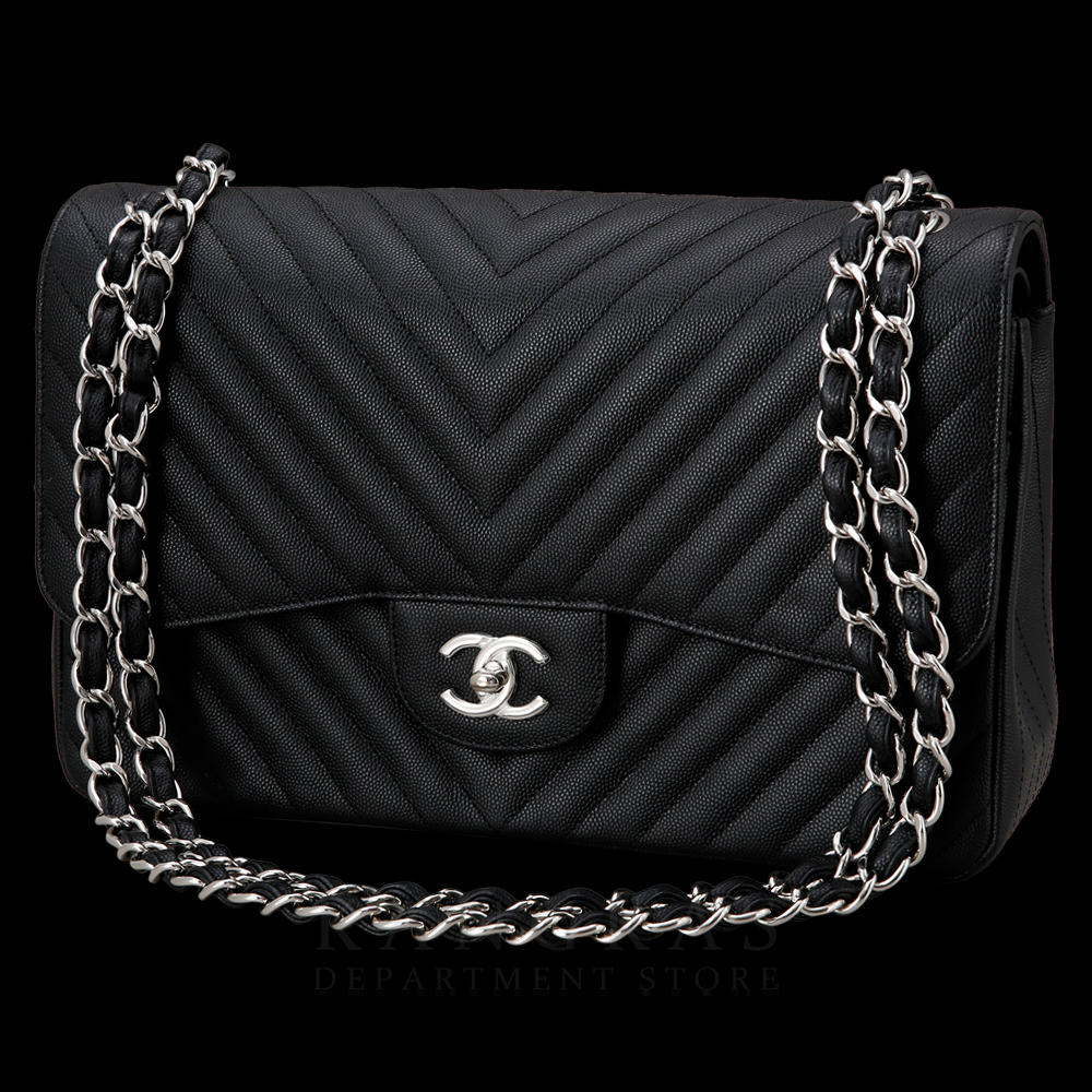 CHANEL(USED)샤넬 클래식 캐비어 쉐브론 점보