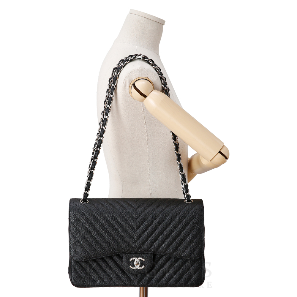 CHANEL(USED)샤넬 클래식 캐비어 쉐브론 점보