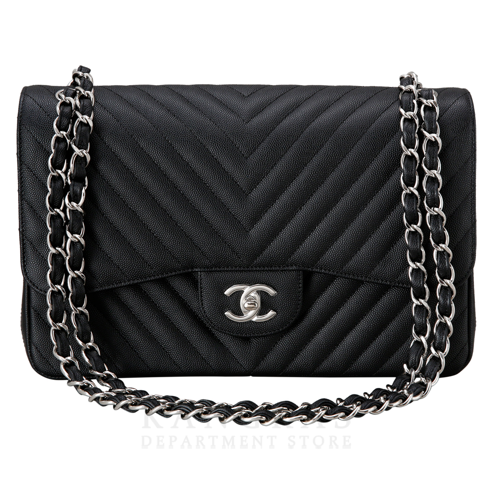 CHANEL(USED)샤넬 클래식 캐비어 쉐브론 점보