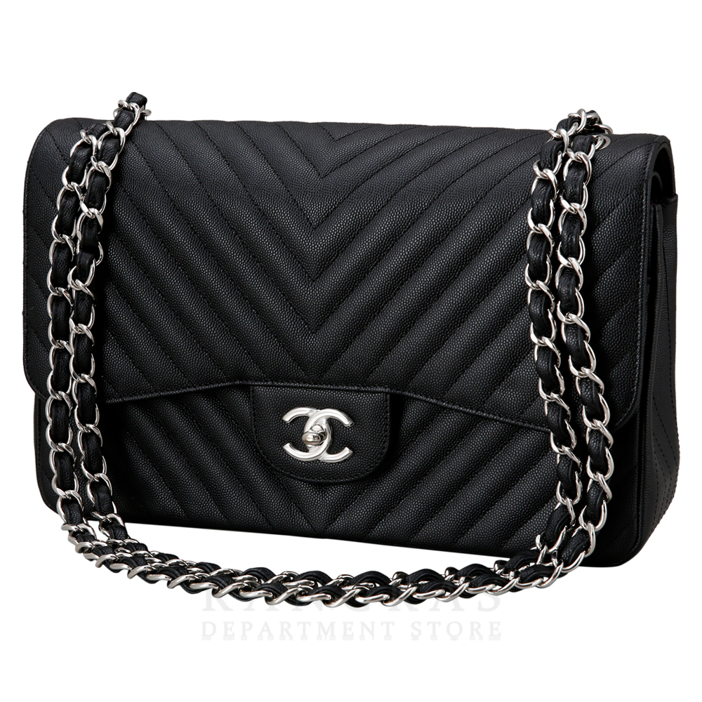 CHANEL(USED)샤넬 클래식 캐비어 쉐브론 점보