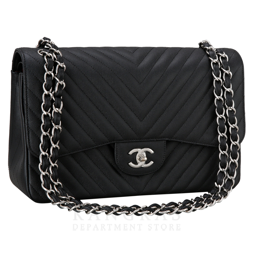 CHANEL(USED)샤넬 클래식 캐비어 쉐브론 점보