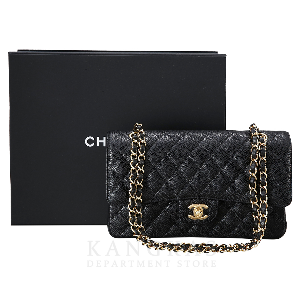 CHANEL(USED)샤넬 클래식 캐비어 미듐 금장
