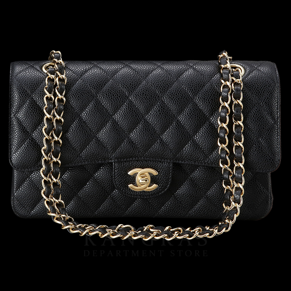 CHANEL(USED)샤넬 클래식 캐비어 미듐 금장