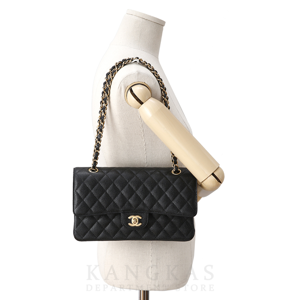 CHANEL(USED)샤넬 클래식 캐비어 미듐 금장