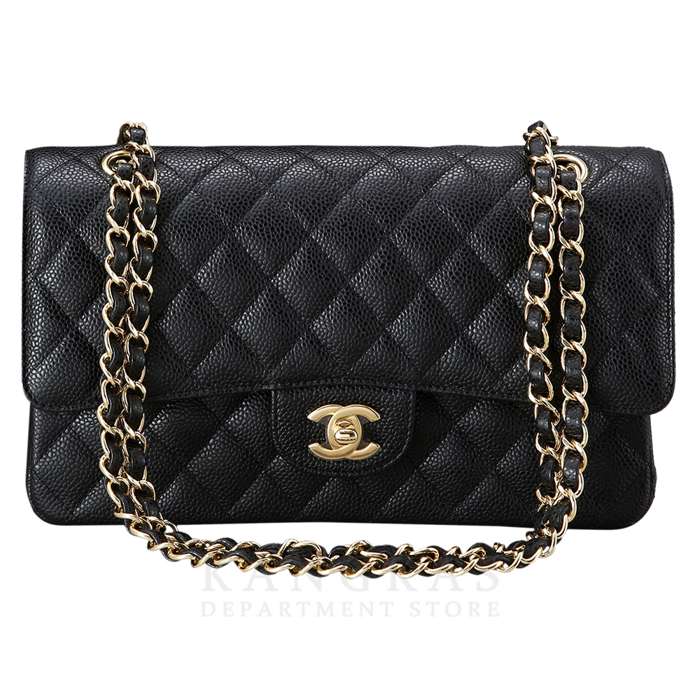 CHANEL(USED)샤넬 클래식 캐비어 미듐 금장