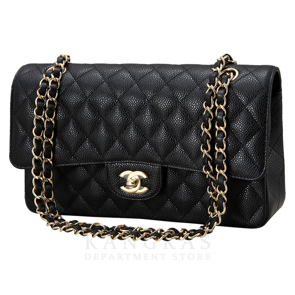 CHANEL(USED)샤넬 클래식 캐비어 미듐 금장