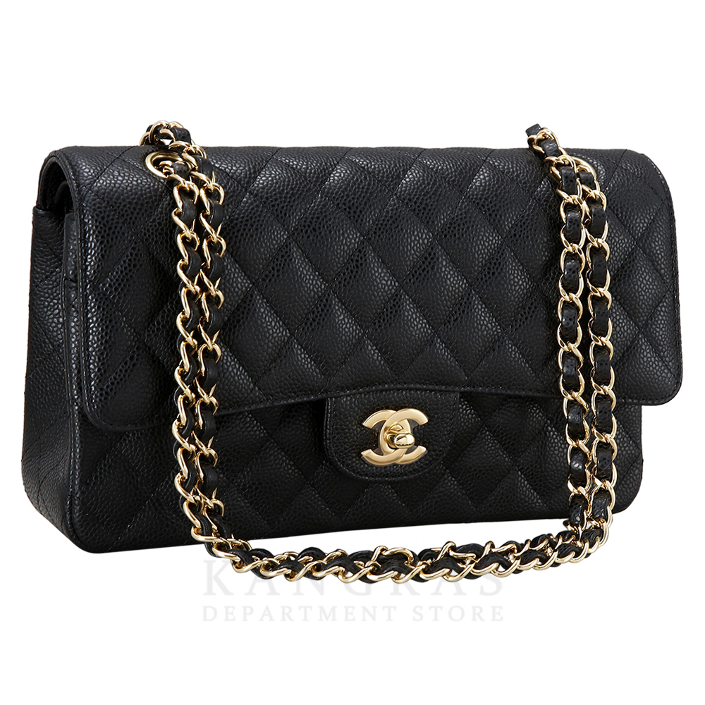 CHANEL(USED)샤넬 클래식 캐비어 미듐 금장