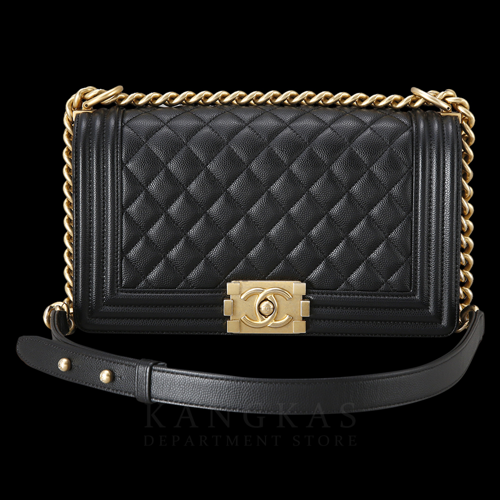 CHANEL(USED)샤넬 보이샤넬 캐비어 미듐 금장